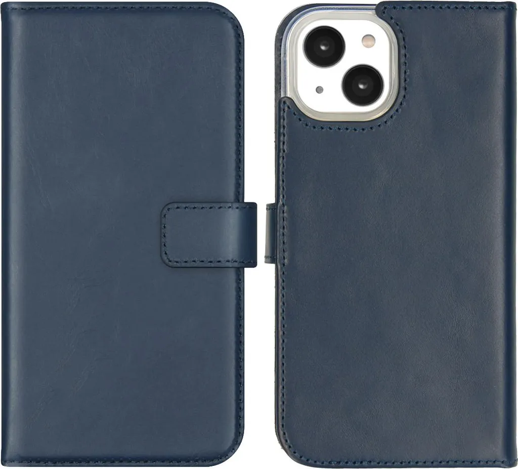 Custodia Selencia iPhone 14 Vera Pelle Blu - Portafoglio Business