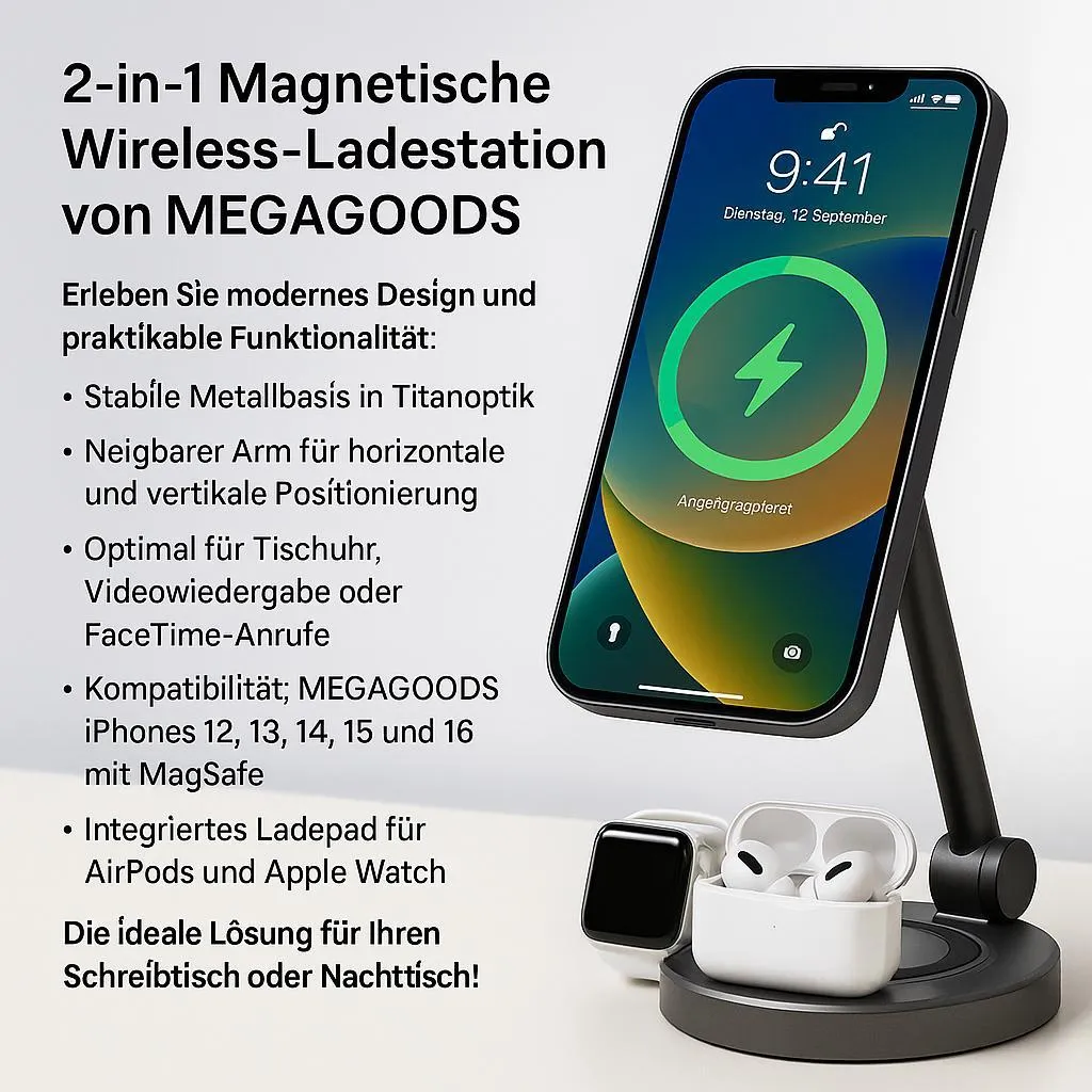 Station de charge induction 2 en 1 compatible MagSafe iPhone et Watch