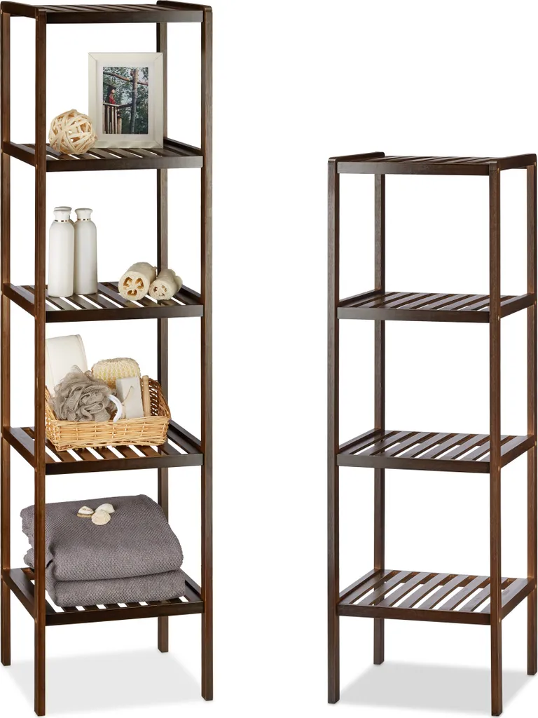 Étagère de Rangement en Bambou pour Salle de Bain et Cuisine - Lot de 2