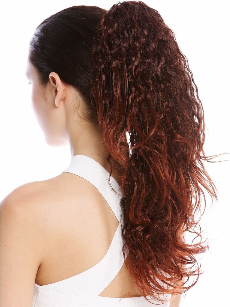 WIG ME UP Zopf Pferdeschwanz Wild Gelockt Rasta Schwarz Rot 237-V-2T130