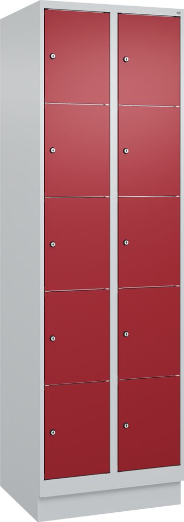 CP Schließfachschrank Classic PLUS lichtgrau, rubinrot 080020-205 S10001, 10 Schließfächer 60,0 x 50,0 x 195,0 cm