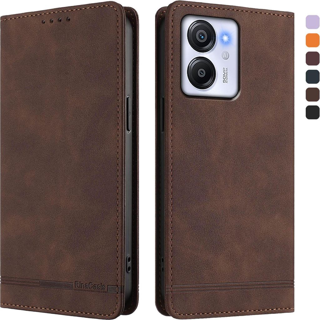 Hülle für Blackview Color 8 / Oscal Modern 8, Retro Kunstleder Ständer Klapphülle mit Kartenfächer und Magnetische Braun