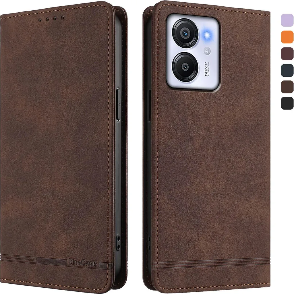Custodia per Blackview Color 8 / Oscal Modern 8, custodia flip in Finto cuoio retrò con supporto e slot per carte di credito Marrone