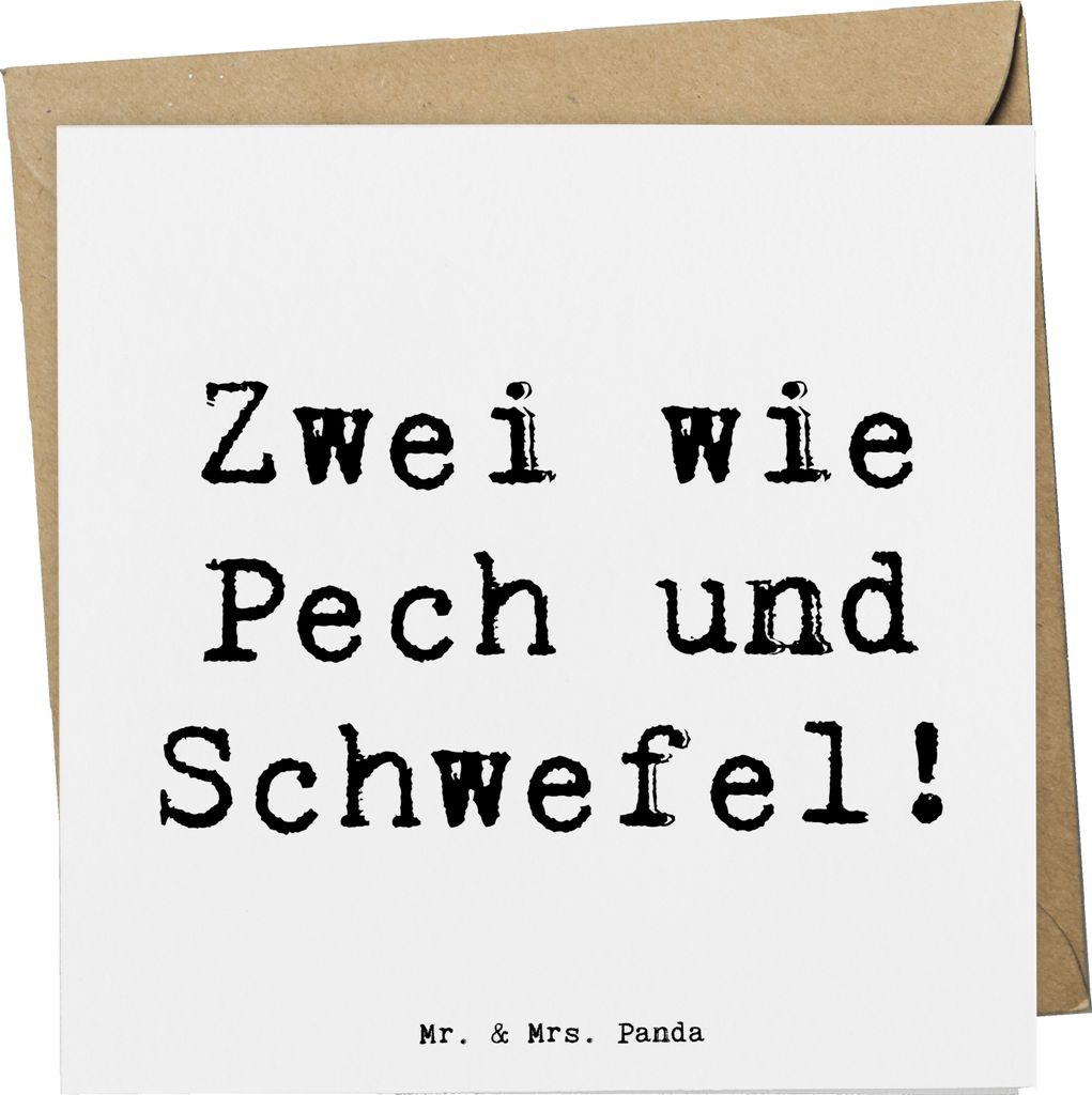 Mr. & Mrs. Panda Grußkarte Spruch Zwillingsgeschwister Duo - Weiß - Geschenk, Geschwister, Verwandte, anlasskarte, Glückwunschkarte, herzerwärm...