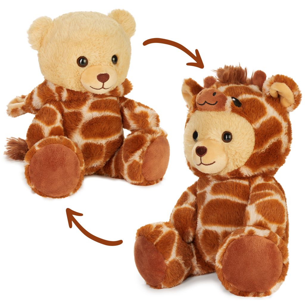 BRUBIES Teddy Giraffe - 25 cm Teddybär im Giraffenkostüm mit Kapuze - Kuscheltier Geschenk für Kinder - Plüschtier für kuschelige Abenteuer