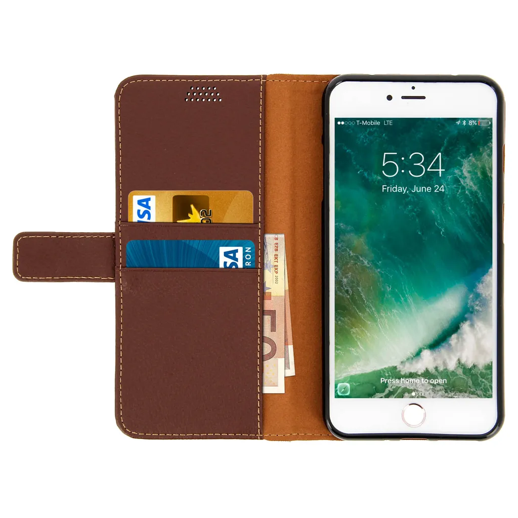 Custodia Protettiva Marrone iPhone 7/8 Plus - Flip Case Minimal Stand - 3