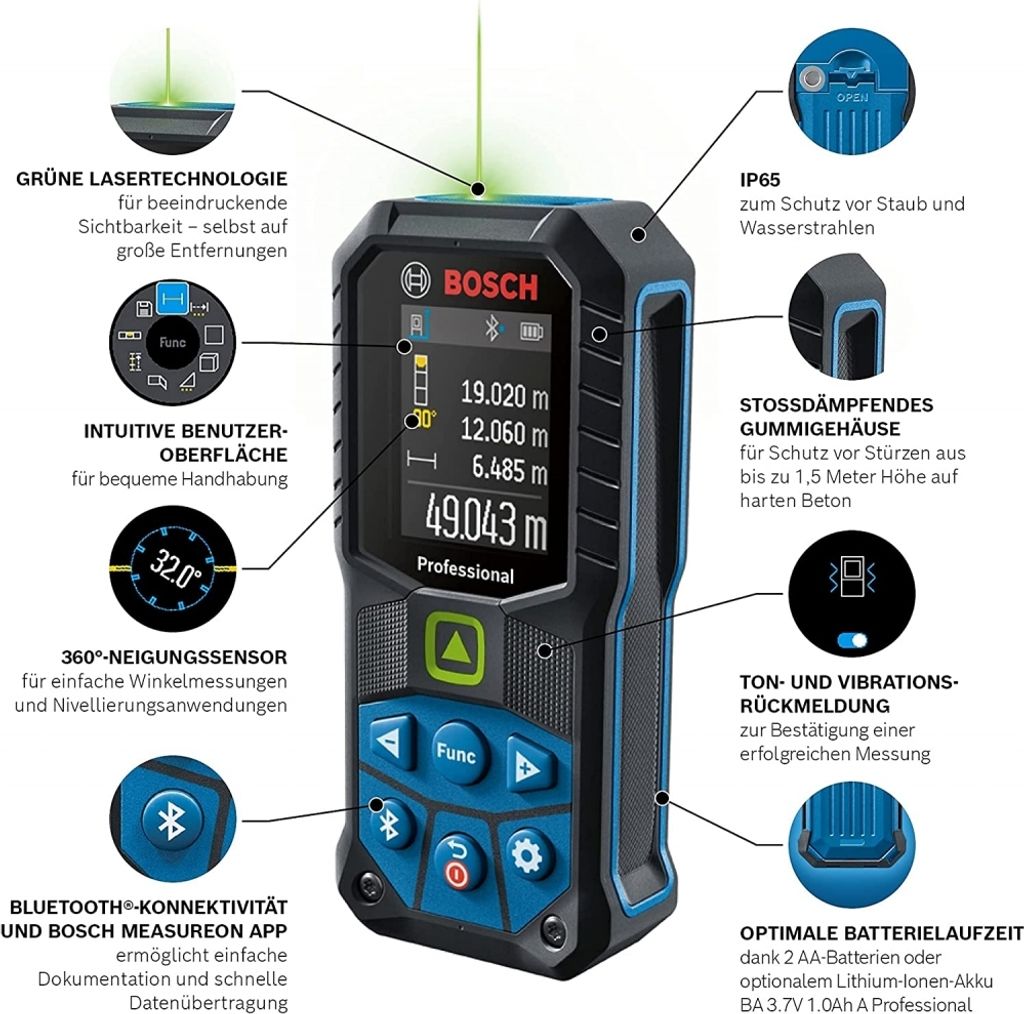 Bosch Laser-Entfernungsmesser GLM 50-27 CG mit 2 x 1,5 V Produktbild 7