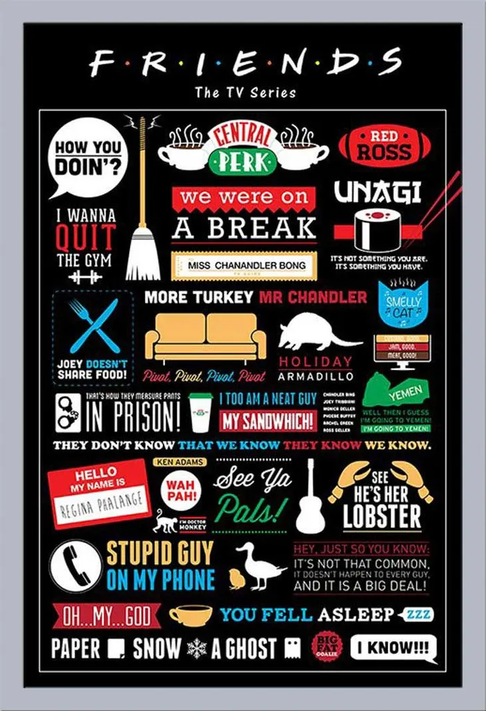 Set Regalo Poster Amici con Cornice Shinsuke Argento 61x91,5 cm