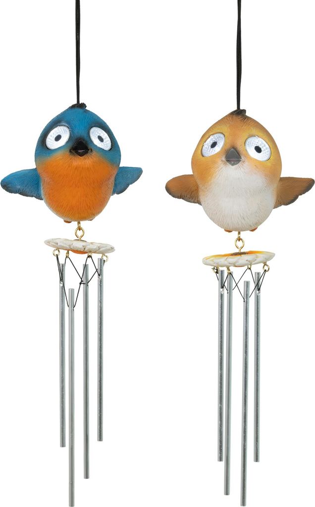 Solar LED Windspiel Vogel 11x29cm Keramik Metall 1 Stk. sort. Kaltweiß