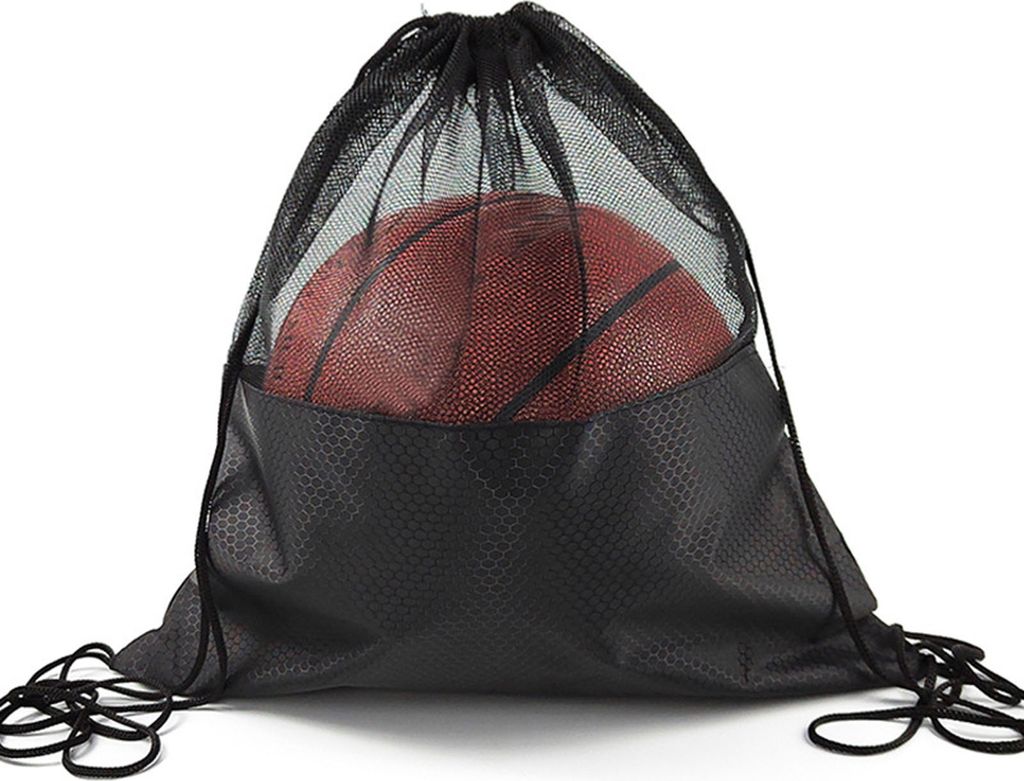 Basketball-Aufbewahrungstasche, Sport-Gym-Rucksack, Kordelzug-Design, wasserdicht, Wabengewebe, durchsichtiges Netzgewebe, Fußball-Fußballtasche