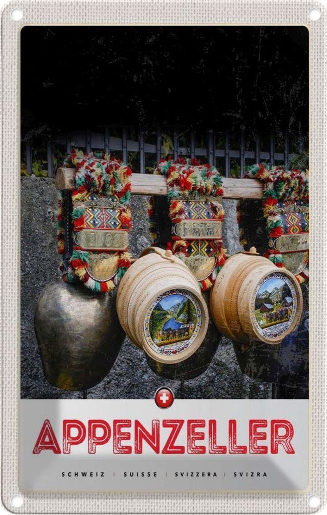 vianmo Blechschild 18x12 cm Appenzeller Tradition Schweiz Bildmotiv Reisemotiv Abenteuer Reisen Urlaub
