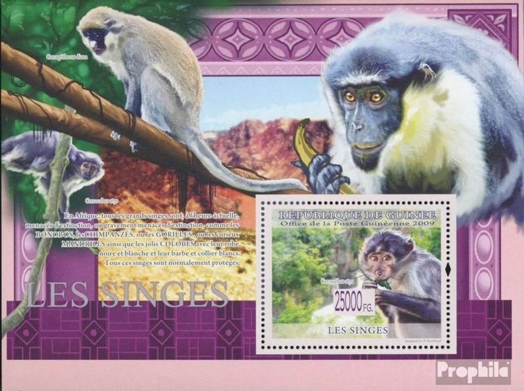 Briefmarken Guinea 2009 Mi Block 1675 (kompl. Ausgabe) postfrisch Affen