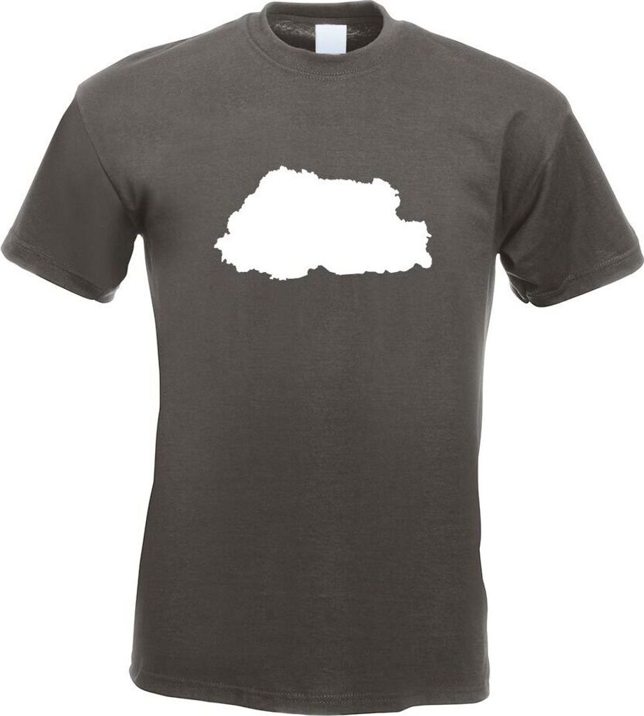 Kiwistar - T-Shirt - Graphit - Bhutan Umriss Kontur Herren Funshirt Bedruckt Design Sprüche Spruch Motive - mit Motiv Bedruckt - Funshirt Design -...