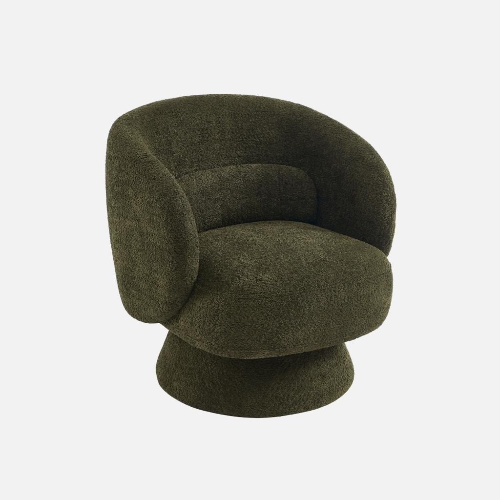 sweeek - 360°-Drehsessel mit Stoffbezug - Khaki Produktbild 