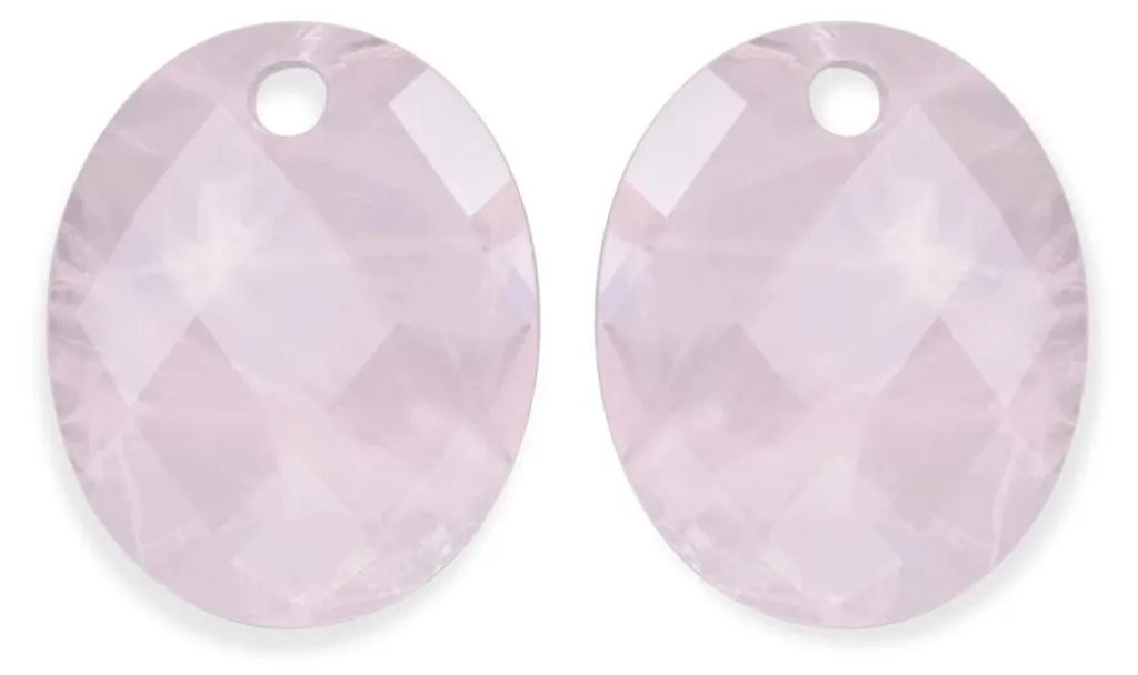 Pendentif Quartz Rose Ovale et Boucles d'oreilles EAGEM13-RO - Élégance