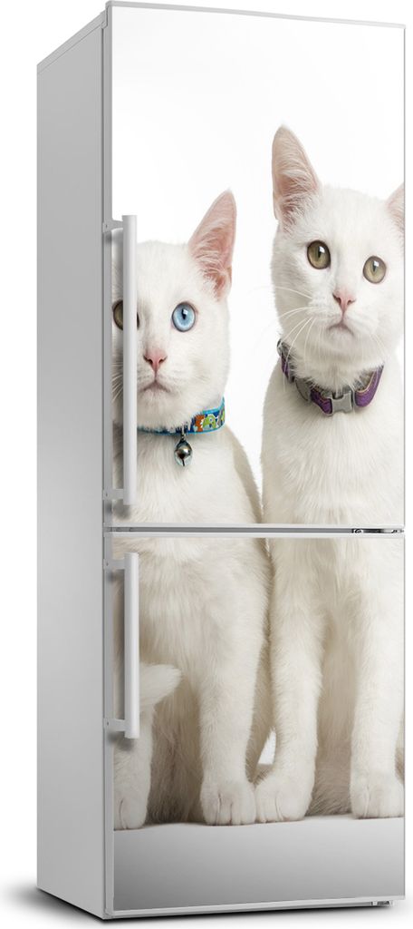 Tulup Kühlschrankdekoration - 70x190 cm - Aufkleber auf dem Kühlschrank - Zwei weiße Katzen