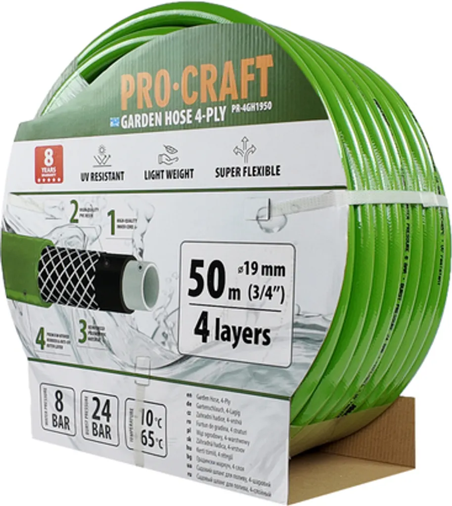 Tuyau 50m 4 couches Procraft PR-4GH1950 diamètre 3/4 haute résistance