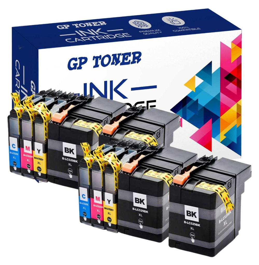 A set of ink cartridges and their packaging.