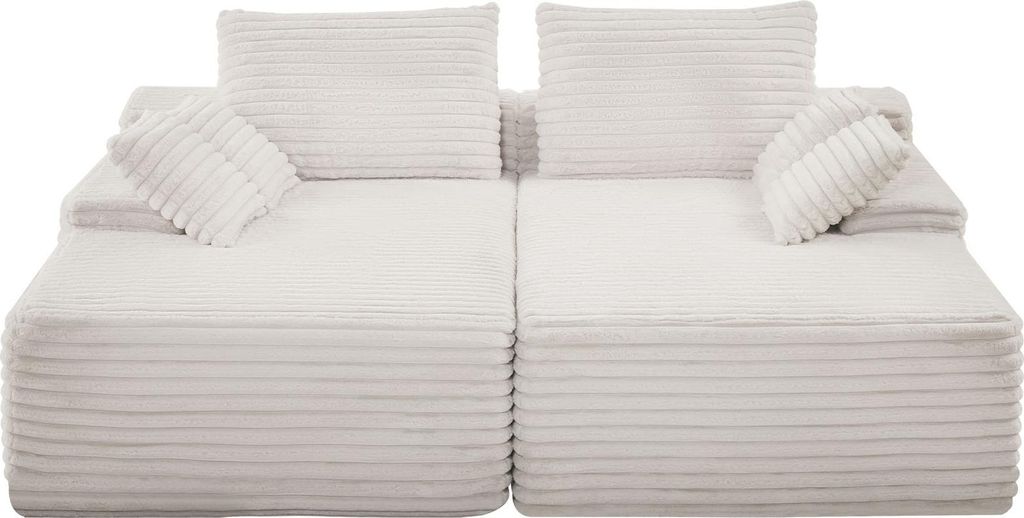 SucceBuy Übergroße Doppel-Chaiselongue, 82,7 Zoll, Cord-Sofa für zwei Personen, Beige