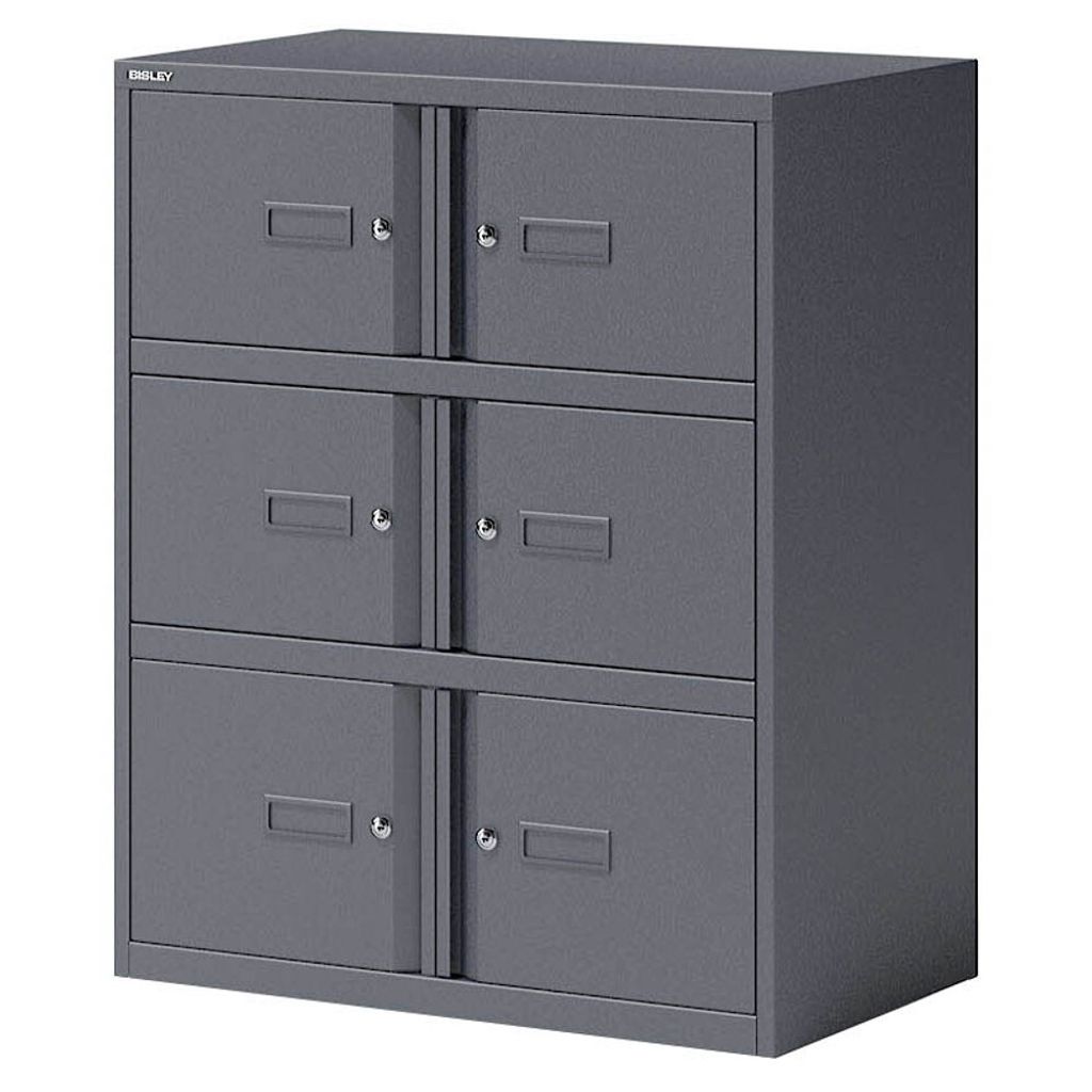 BISLEY Schließfachsystem Office Lodge Essentials Anzahl der Fächer: 6 Fächer Werkstoff: Stahl, pulverbeschichtet Farbe: anthrazit
