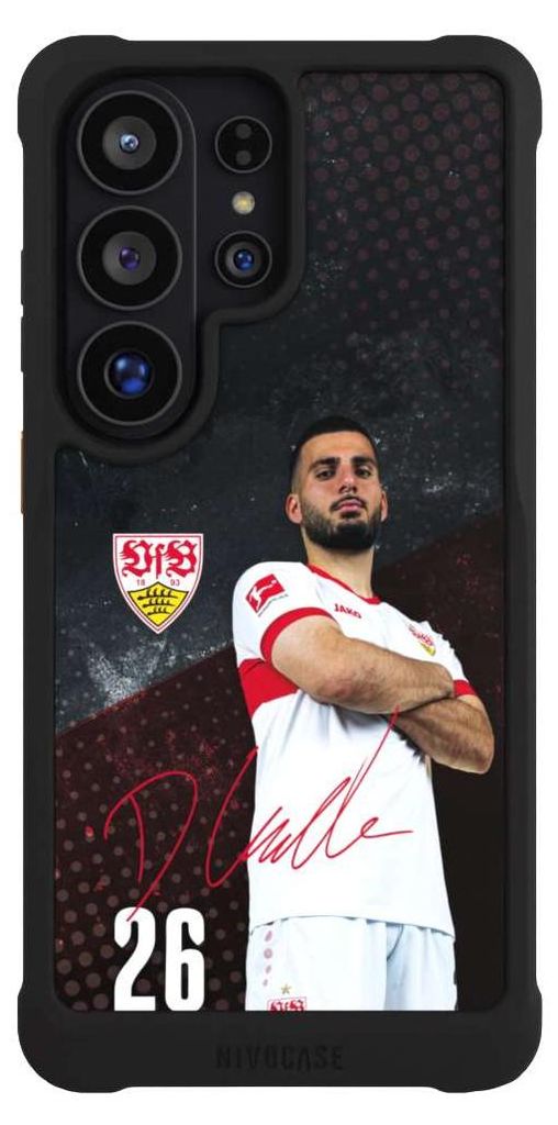 NIVOCASE Hülle für Samsung Galaxy S26 Ultra Stoßfeste Handyhülle NIVOmax Case Schwarz Offizielles Lizenzprodukt VfB Stuttgart Deniz Undav