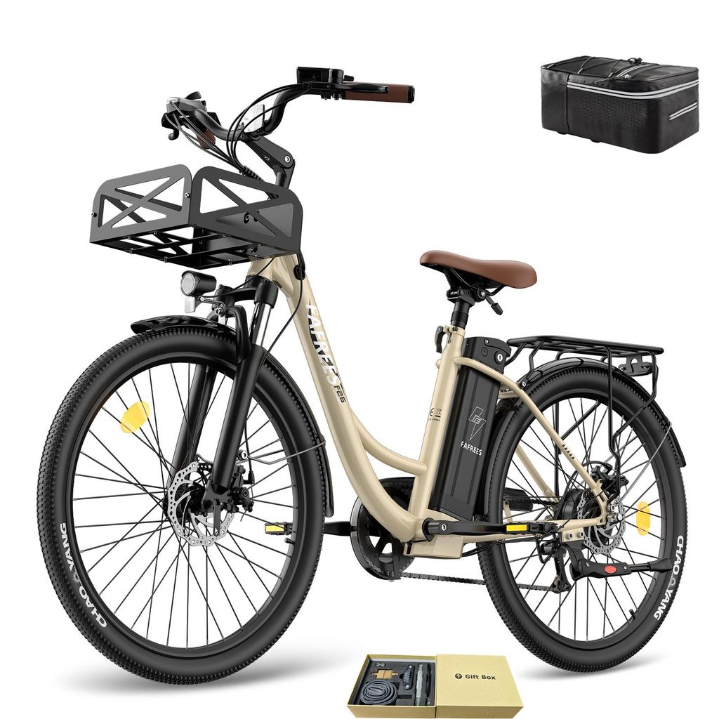 E-Bike Pannensichere Reifen 26 Zoll 158 - 198 cm MTB 36 V 20,3 Ah 730,8 Wh bis zu 160 - 200 km Mountainbike Wasserdicht IP54 mit 7 Gang, Weiß