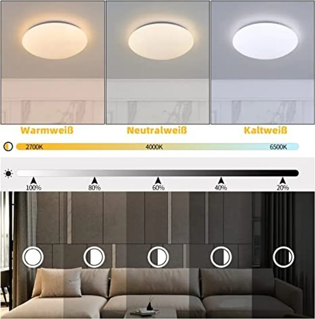 Plafonnier LED Dimmable avec Télécommande 37W pour Salon et Cuisine - 2