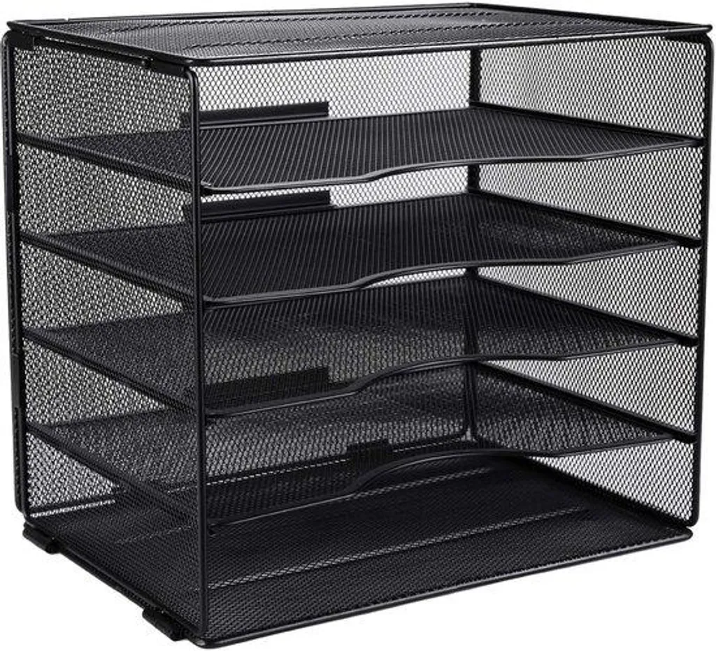 Trieur de Documents A4 en Métal Noir avec 5 Compartiments pour Bureau