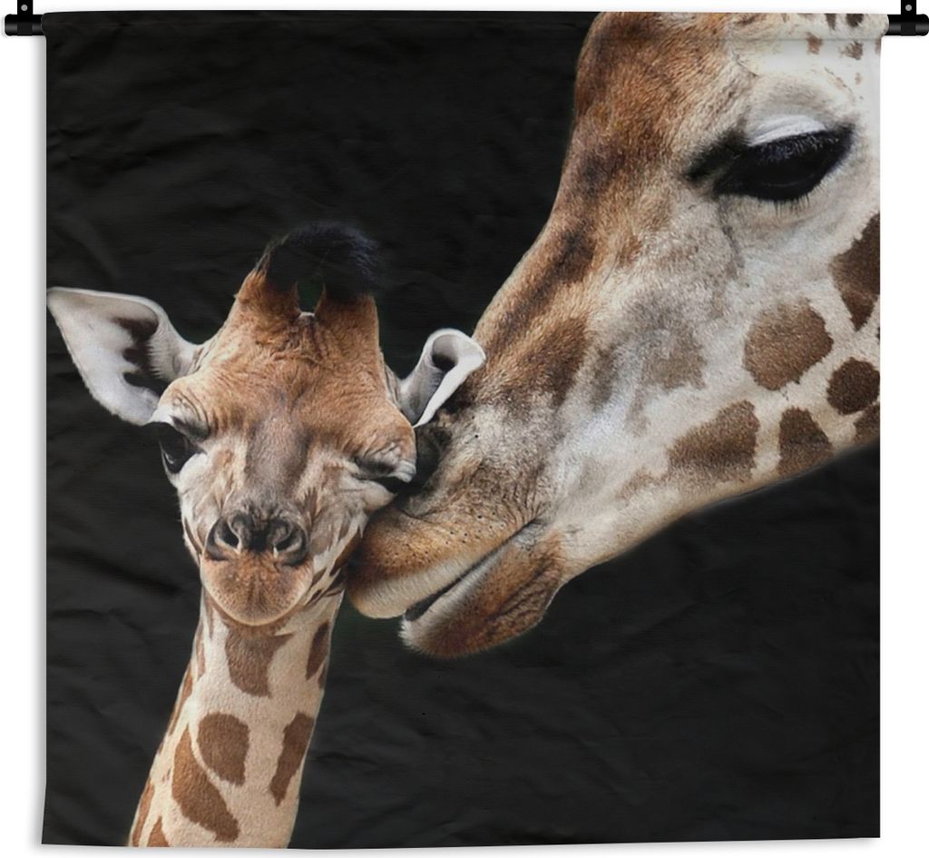 MuchoWow Wandteppich Wandbehang Giraffe - Tiere - Schwarz - Porträt - Tiere 150x150 cm Tapisserie Dekoration Wandtuch - Wohnaccessoires - Modernes