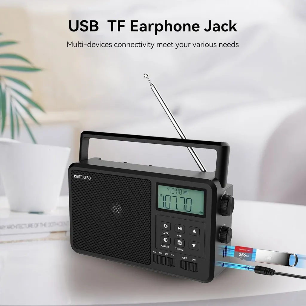 Poste radio numérique Bluetooth AM FM SW Retekess TR638 avec minuterie LCD