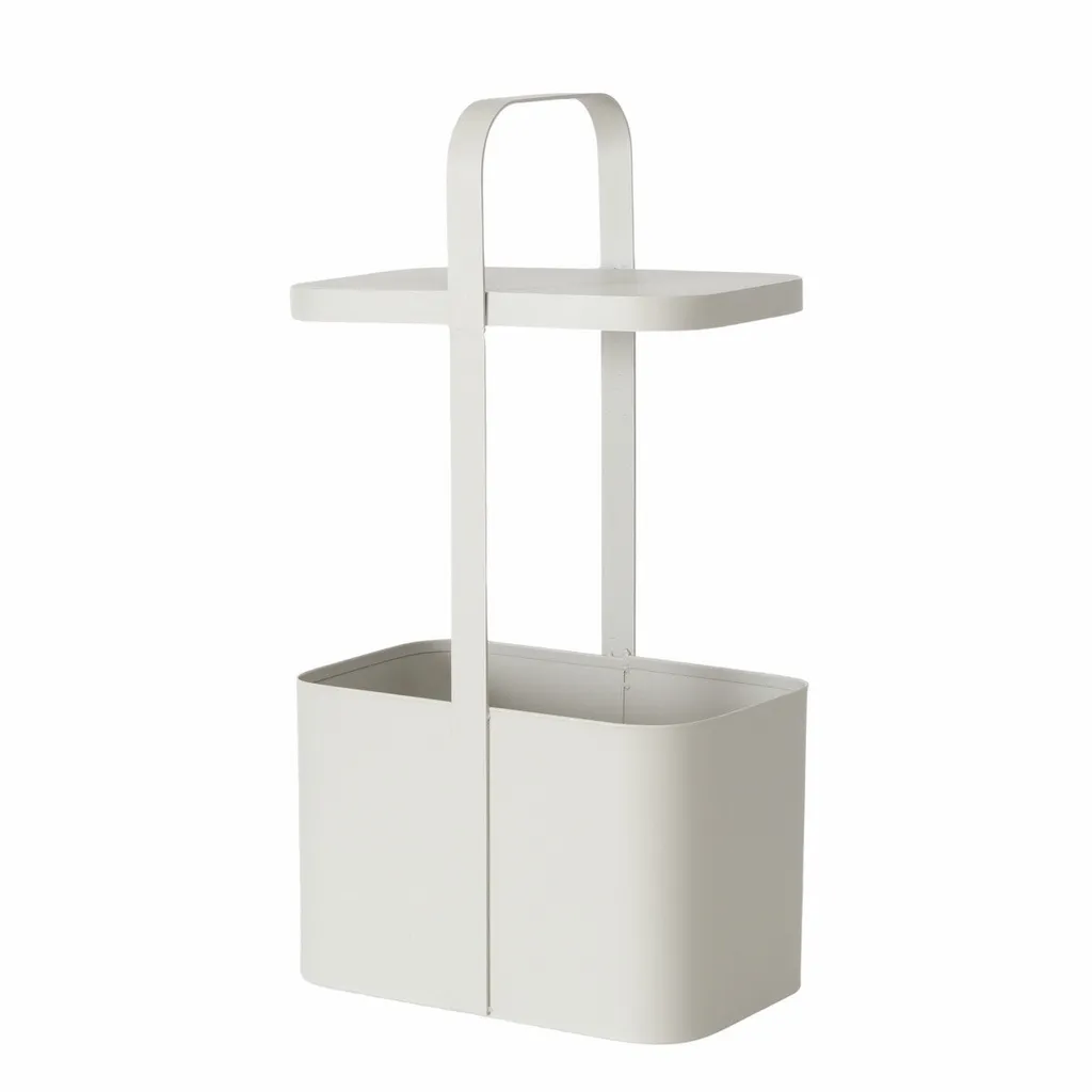 Table pliante SELENA bois et tissu, rangement journaux intégré 65cm