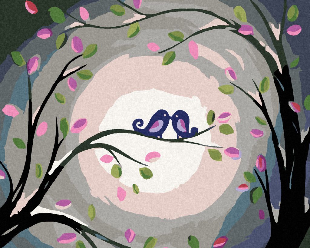 Zuty - Malen nach Zahlen - VERLIEBTE VÖGEL, 40x50 cm, mit Keilrahmen (bereits gespannt)