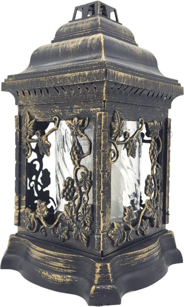 Grablaterne mit Öllicht 26cm Gold Grabschmuck Grabkerze Grablicht Friedhof Kerze