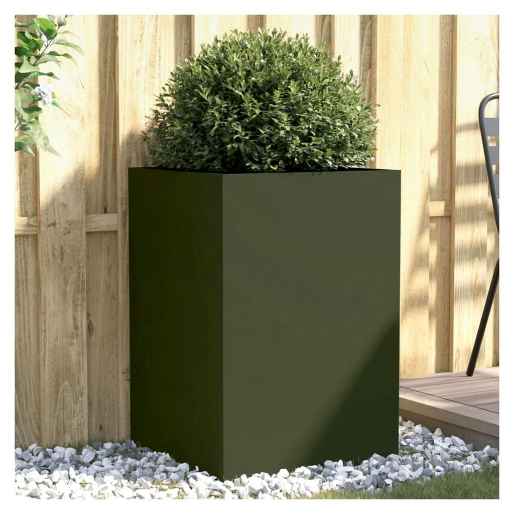 Pflanzkübel Olivgrün 52x48x75 cm Stahl