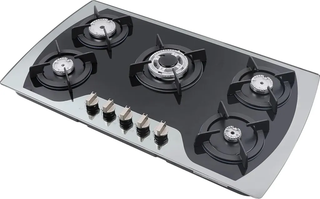 Cuisinière gaz 5 foyers noire idéale pour famille et grandes tablées