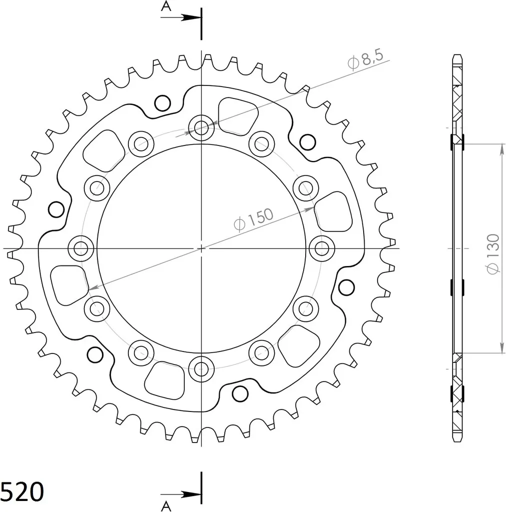 Couronne Moto 520 46 Dents Supersprox pour Usage Intensif et Route