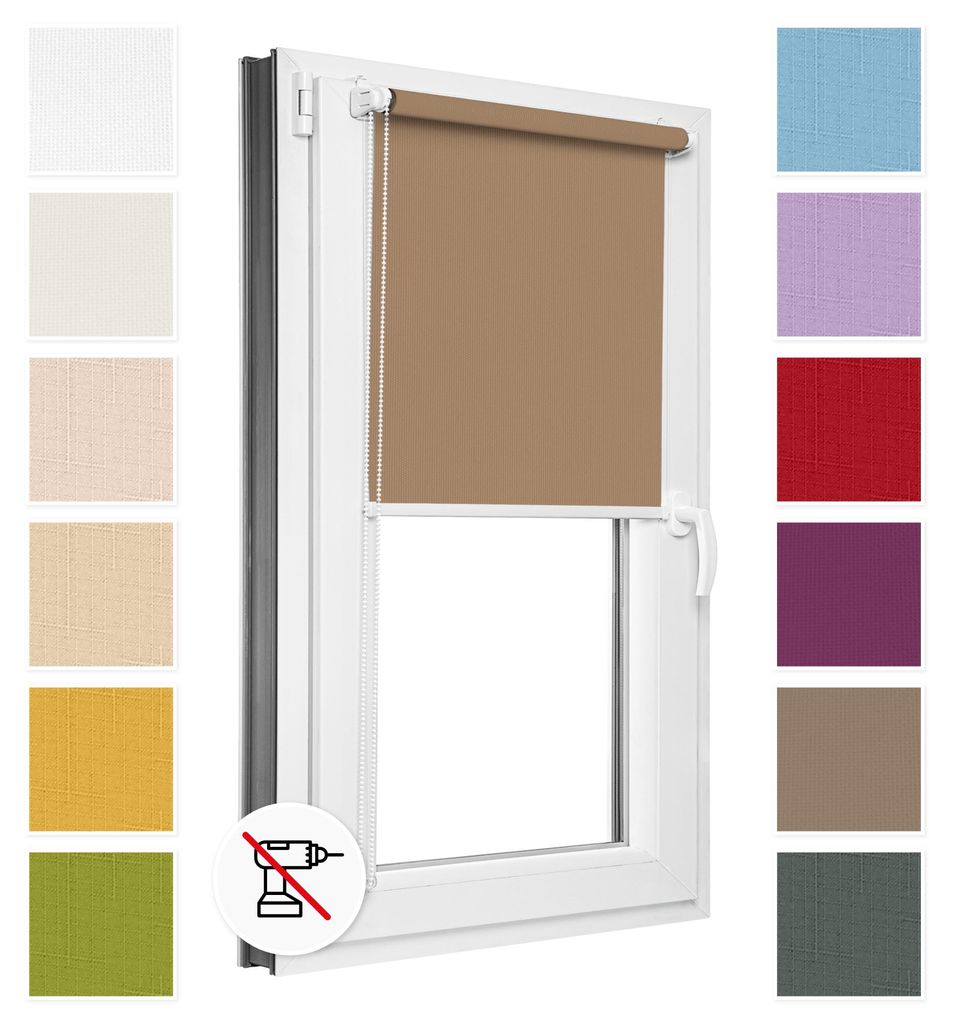 Estika Roleta bez vŕtania - 100 x 220 cm - Svetlohnedá - Obrázok produktu 
