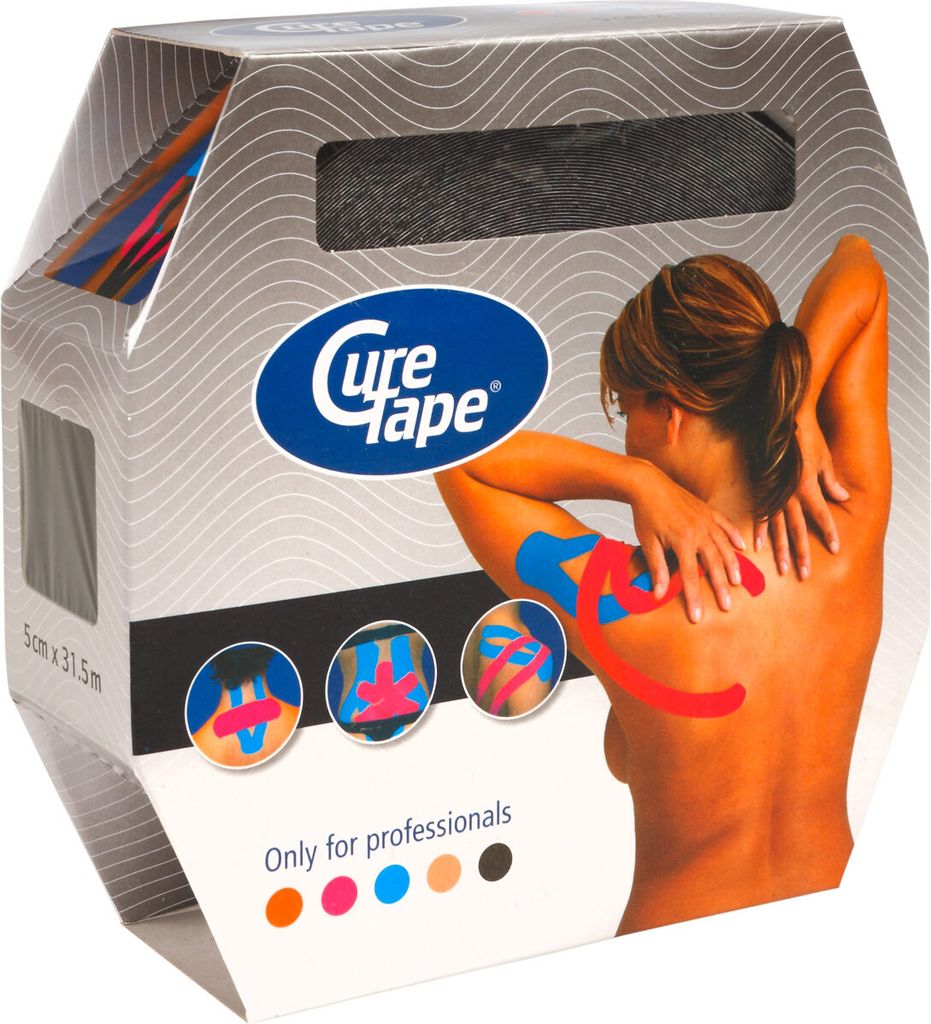 Cure Tape, Kinesiologie Tape, Sporttape, wasserfest, 31,5 m x 5 cm, schwarz