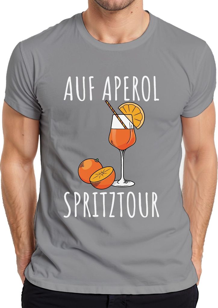 Aperol Spritz Spritztour Sommer Party Cocktail Fans Lustig Spruch Herren T-Shirt, Grau, XL