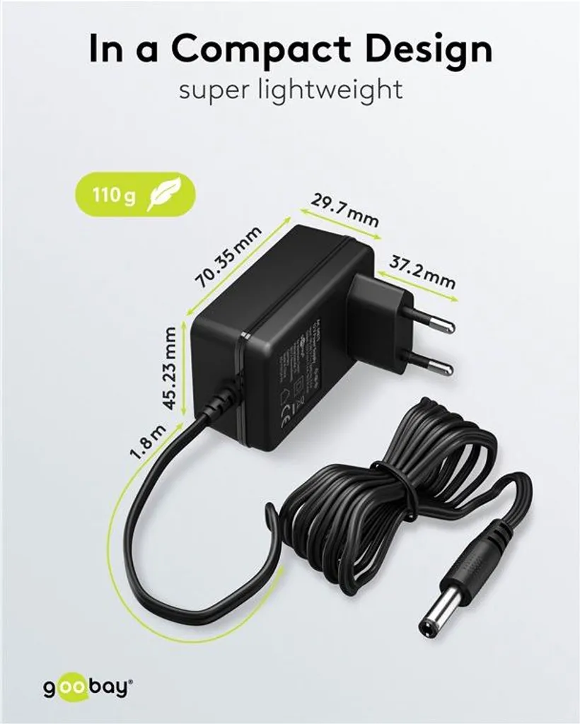 Alimentatore Universale Goobay 12V 1.5A per Strisce LED e Router - 4