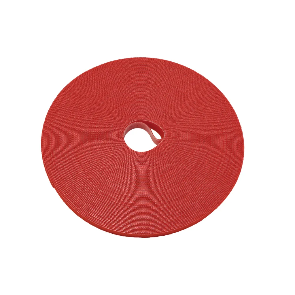Attache câble Velcro rouge 10mm x 25m VALUE - Rouleau haute densité