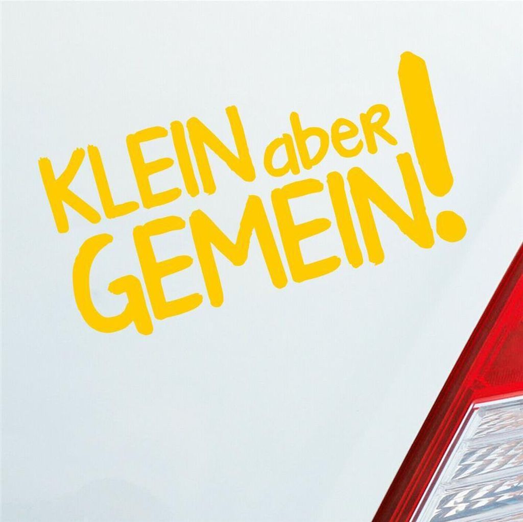 Auto Aufkleber Klein aber gemein! Zubehör passend für Kleinwagen 15x8 cm Gelb Sticker Heckscheibenaufkleber