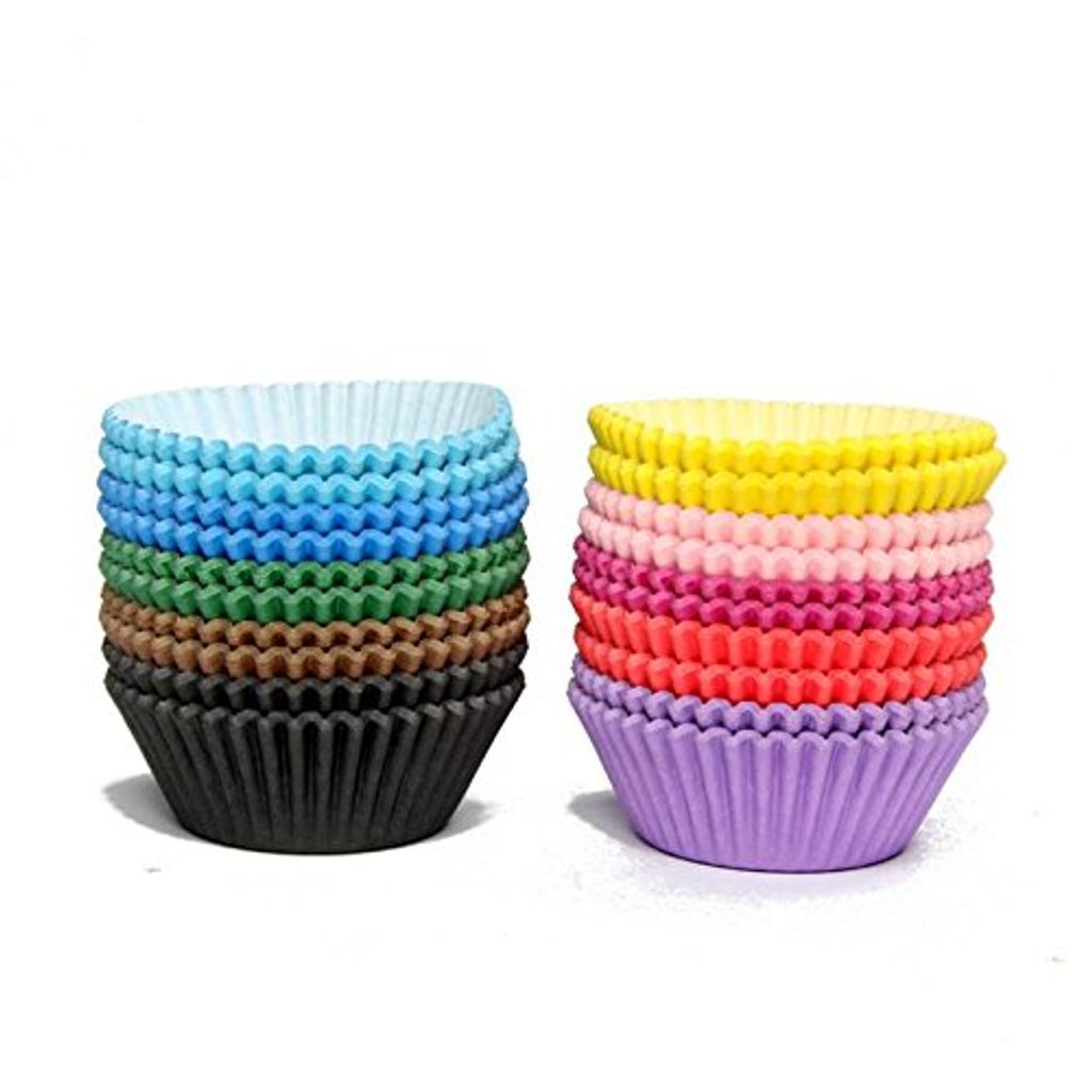 Miss Bakery's House Papierbackförmchen - Standard - Bunt - 250 Stück - Ø 5 cm x 3 cm - backfest - für Muffins und Cupcakes - zum Mitbacken im Ofen