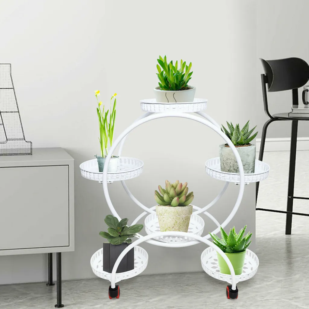 Support de plantes en métal à 6 pots étagère de jardin noire