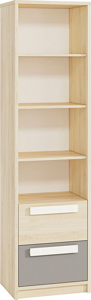 Kinderzimmer Regal Fjord Buche Nb. DARDA-131 mit Fronten in weiß und platingrau, B/H/T: ca. 55/199/40 cm