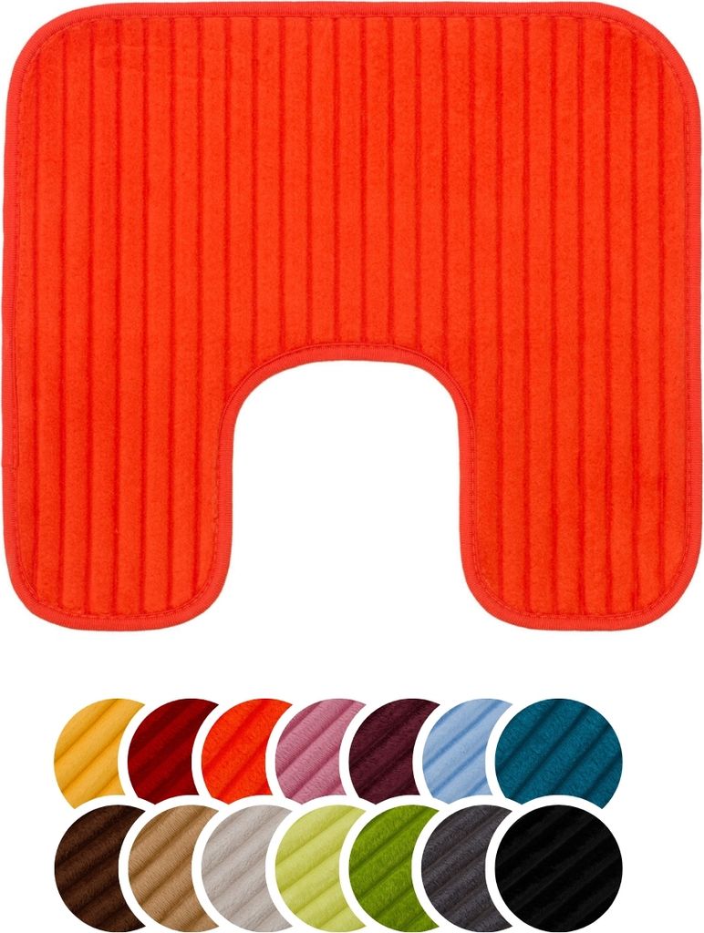 liebling Badteppich mit Anti-Rutsch-Beschichtung aus PVC Noppen & Bügelausschnitt, 100% Polyester, 50 x 45 cm, Fußbodenheizung geeignet, orange