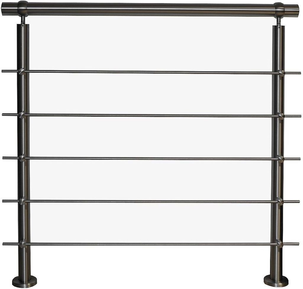 TIBU Edelstahlgeländer Aufmontage für Balkon Terrasse Treppe mit waagerechten Streben-Variante: mit 5 Streben-Länge:4,4 m inkl. 5 Pfosten