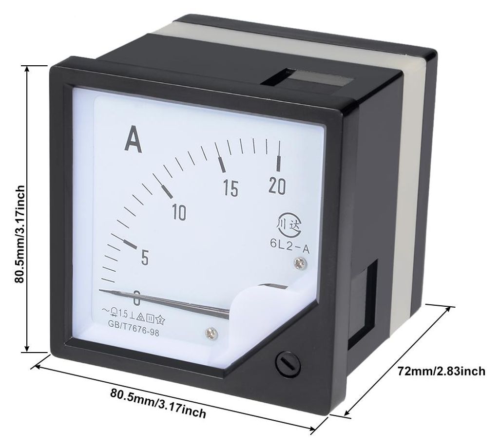 AC 0-20A Analog Platte Ampere Anzeige Ampere Strom Meter 6L2 1,5 Fehlermarge DE de