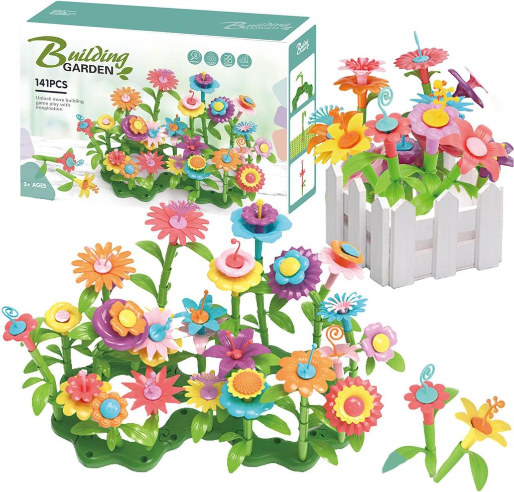 Blumenblöcke, Bau- und Lehr-Set, Blumen, Fliesen, Garten, groß, 141