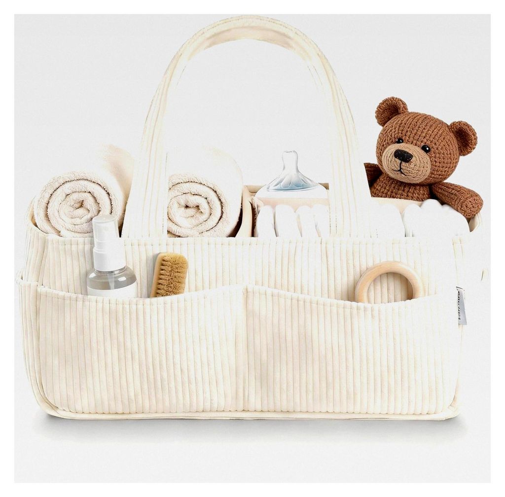 Wickelkorb Organizer, Aufbewahrungskorb für den Wickeltisch, Diaper Caddy für Babys, Geschenk für Neugeborene und Kinderzimmer-Dekoration (Beige)